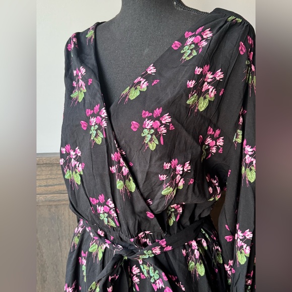 Lane Bryant Black Floral one piece romper tie belt NWT 16 - Picture 2 of 8